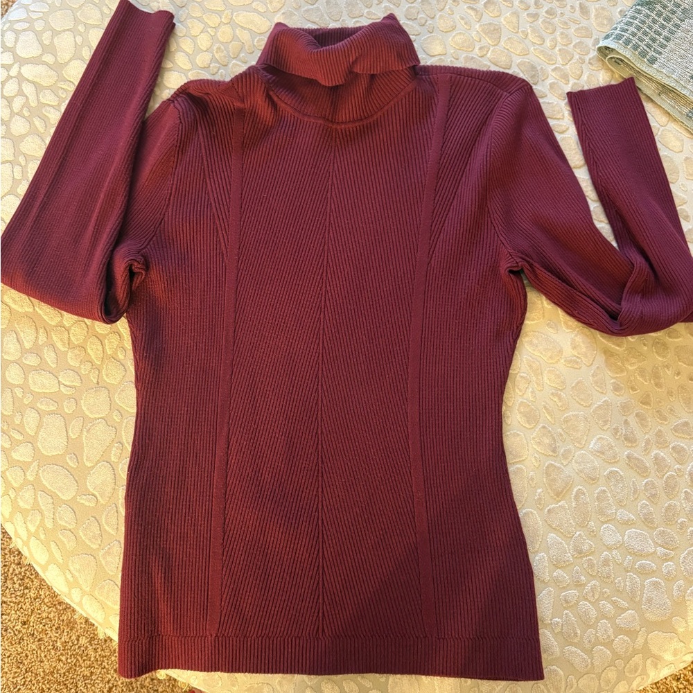 White House Black Market Rich Burgundy Turtleneck Sweater